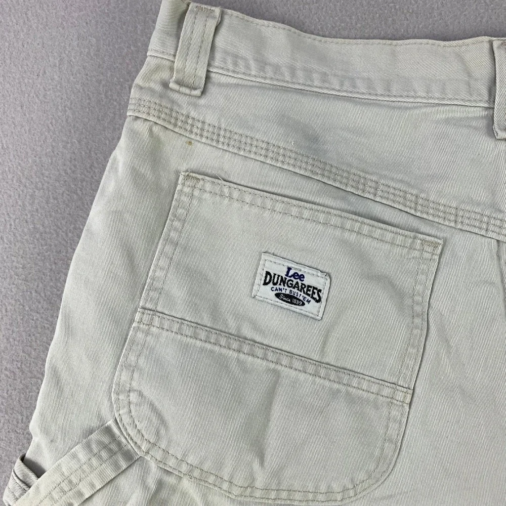 Vintage Lee Denim Carpenter Shorts Women 31 Beige Casual Workwear Utility